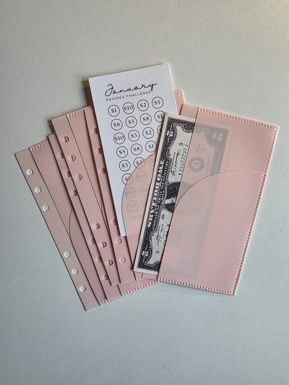 A6 Double Pocket Pink Cash Envelopes  Set Of 5